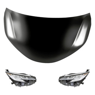 Replacement - 3-Piece Kit (Driver and Passenger Side Headlights, Hood Panel) (CAPA Certified)
