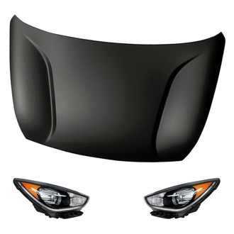 Replacement - 3-Piece Kit (Driver and Passenger Side Headlights, Hood Panel) (CAPA Certified)