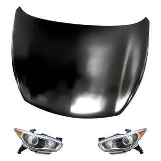 Replacement - 3-Piece Kit (Driver and Passenger Side Headlights, Hood Panel) (Standard Line)