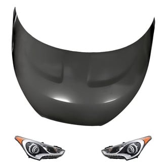 Replacement - 3-Piece Kit (Driver and Passenger Side Headlights, Hood Panel) (Standard Line)