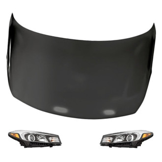 Replacement - 3-Piece Kit (Driver and Passenger Side Headlights, Hood Panel) (CAPA Certified)
