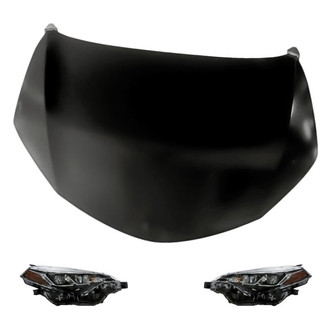 Replacement - 3-Piece Kit (Driver and Passenger Side Headlights, Hood Panel) (CAPA Certified)