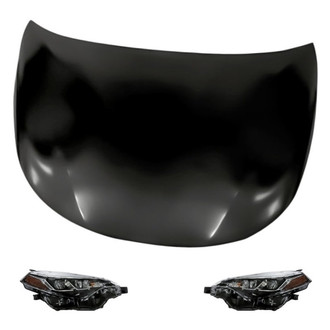 Replacement - 3-Piece Kit (Driver and Passenger Side Headlights, Hood Panel) (CAPA Certified)