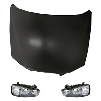 Replacement BNDL-217831 - 3-Piece Kit (Driver and Passenger Side Headlights, Hood Panel) (Standard Line)