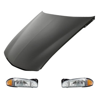 Replacement - 3-Piece Kit (Driver and Passenger Side Headlight Lenses and Housings, Hood Panel) (Standard Line)