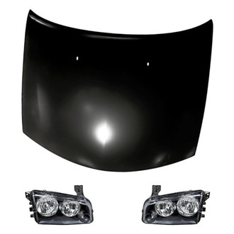 Replacement - 3-Piece Kit (Driver and Passenger Side Headlights, Hood Panel) (CAPA Certified)