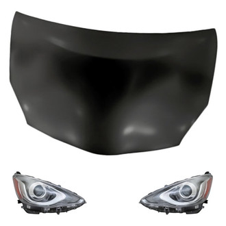 Replacement - 3-Piece Kit (Driver and Passenger Side Headlights, Hood Panel) (CAPA Certified)