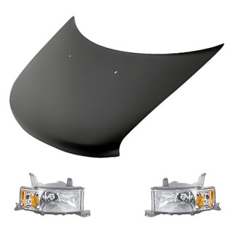 Replacement BNDL-217869 - 3-Piece Kit (Driver and Passenger Side Headlight Lenses and Housings, Hood Panel) (Standard Line)