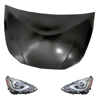 Replacement - 3-Piece Kit (Driver and Passenger Side Headlights, Hood Panel) (Standard Line)