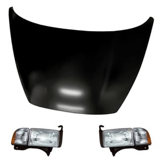 Replacement - 3-Piece Kit (Driver and Passenger Side Headlights, Hood Panel) (CAPA Certified)