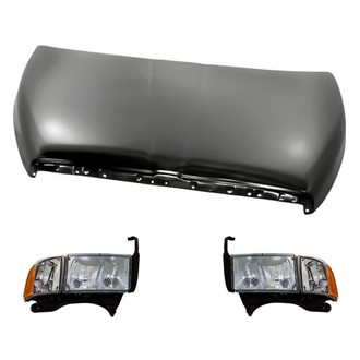 Replacement - 3-Piece Kit (Driver and Passenger Side Headlights, Hood Panel) (Standard Line)