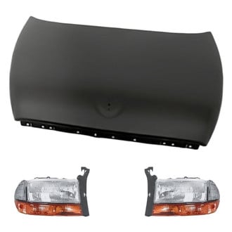 Replacement - 3-Piece Kit (Driver and Passenger Side Headlight Lenses and Housings, Hood Panel) (Standard Line)