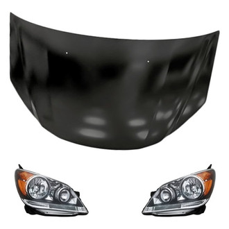 Replacement - 3-Piece Kit (Driver and Passenger Side Headlights, Hood Panel) (Standard Line)