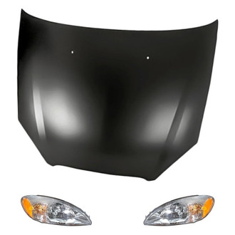 Replacement - 3-Piece Kit (Driver and Passenger Side Headlight Lenses and Housings, Hood Panel)