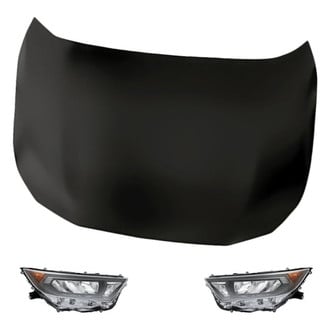 Replacement - 3-Piece Kit (Driver and Passenger Side Headlight Lenses and Housings, Hood Panel) (CAPA Certified)