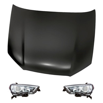 Replacement - 3-Piece Kit (Driver and Passenger Side Headlight Lenses and Housings, Hood Panel)