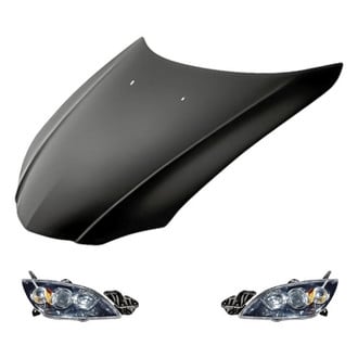Replacement - 3-Piece Kit (Driver and Passenger Side Headlight Lenses and Housings, Hood Panel) (CAPA Certified)