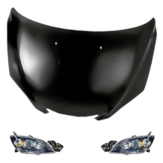 Replacement - 3-Piece Kit (Driver and Passenger Side Headlight Lenses and Housings, Hood Panel)