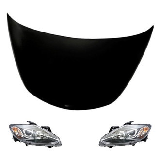 Replacement - 3-Piece Kit (Driver and Passenger Side Headlight Lenses and Housings, Hood Panel)
