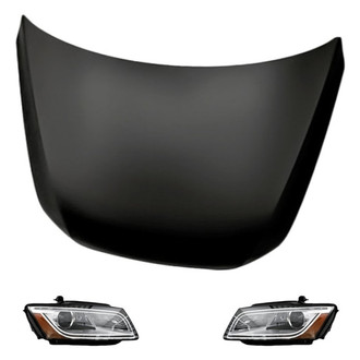 Replacement - 3-Piece Kit (Driver and Passenger Side Headlight Lenses and Housings, Hood Panel)
