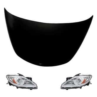 Replacement - 3-Piece Kit (Driver and Passenger Side Headlight Lenses and Housings, Hood Panel) (CAPA Certified)