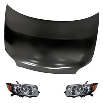 Replacement - 3-Piece Kit (Driver and Passenger Side Headlight Lenses and Housings, Hood Panel)