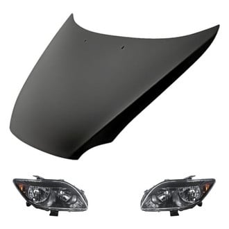 Replacement - 3-Piece Kit (Driver and Passenger Side Headlight Lenses and Housings, Hood Panel)