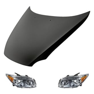 Replacement - 3-Piece Kit (Driver and Passenger Side Headlight Lenses and Housings, Hood Panel) (CAPA Certified)