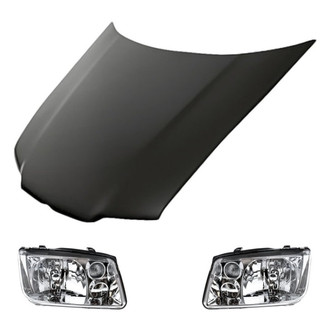 Replacement - 3-Piece Kit (Driver and Passenger Side Headlight Lenses and Housings, Hood Panel)