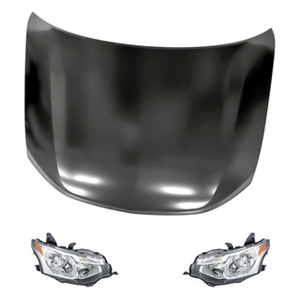 Replacement - 3-Piece Kit (Driver and Passenger Side Headlights, Hood Panel) (CAPA Certified)