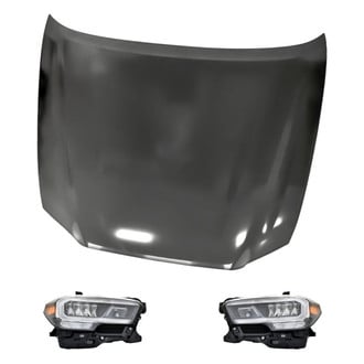 Replacement - 3-Piece Kit (Driver and Passenger Side Headlights, Hood Panel) (CAPA Certified)