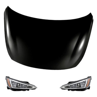 Replacement - 3-Piece Kit (Driver and Passenger Side Headlights, Hood Panel) (CAPA Certified)