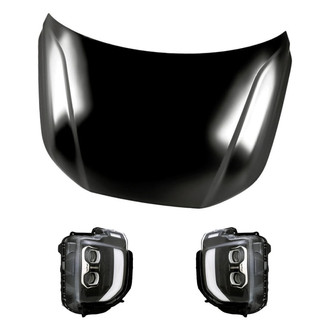 Replacement - 3-Piece Kit (Driver and Passenger Side Headlights, Hood Panel)