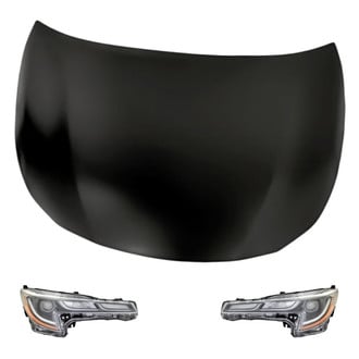 Replacement - 3-Piece Kit (Driver and Passenger Side Headlights, Hood Panel) (CAPA Certified)