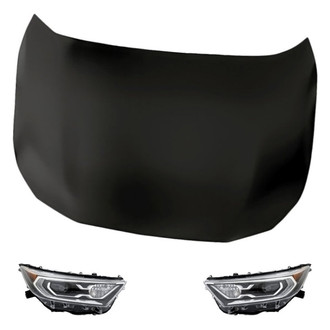 Replacement - 3-Piece Kit (Driver and Passenger Side Headlights, Hood Panel) (CAPA Certified)