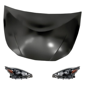 Replacement - 3-Piece Kit (Driver and Passenger Side Headlights, Hood Panel) (CAPA Certified)