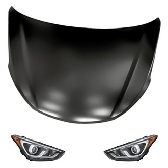 Replacement - 3-Piece Kit (Driver and Passenger Side Headlights, Hood Panel) (CAPA Certified)