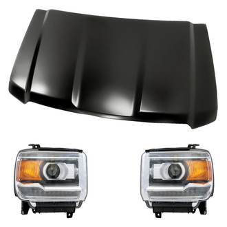 Replacement - 3-Piece Kit (Driver and Passenger Side Headlights, Hood Panel)
