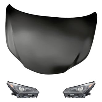 Replacement - 3-Piece Kit (Driver and Passenger Side Headlights, Hood Panel) (CAPA Certified)