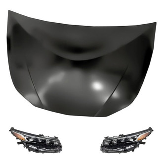 Replacement - 3-Piece Kit (Driver and Passenger Side Headlights, Hood Panel) (CAPA Certified)
