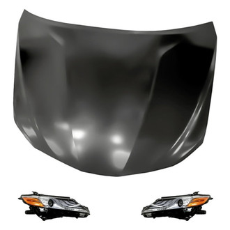 Replacement - 3-Piece Kit (Driver and Passenger Side Headlights, Hood Panel) (CAPA Certified)