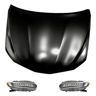 Replacement - 3-Piece Kit (Driver and Passenger Side Headlights, Hood Panel) (CAPA Certified)