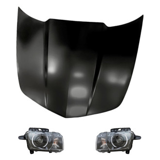 Replacement - 3-Piece Kit (Driver and Passenger Side Headlights, Hood Panel) (CAPA Certified)