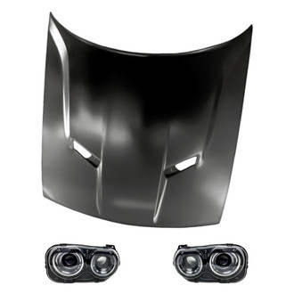 Replacement - 3-Piece Kit (Driver and Passenger Side Headlights, Hood Panel) (CAPA Certified)
