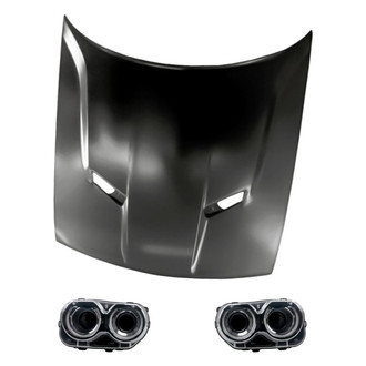 Replacement - 3-Piece Kit (Driver and Passenger Side Headlights, Hood Panel) (CAPA Certified)