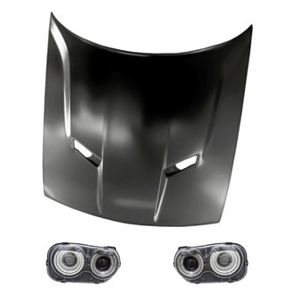 Replacement - 3-Piece Kit (Driver and Passenger Side Headlights, Hood Panel) (CAPA Certified)