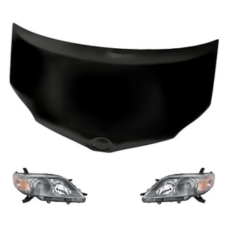 Replacement - 3-Piece Kit (Driver and Passenger Side Headlights, Hood Panel) (CAPA Certified)