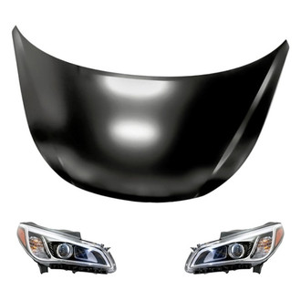 Replacement - 3-Piece Kit (Driver and Passenger Side Headlights, Hood Panel) (CAPA Certified)