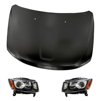Replacement - 3-Piece Kit (Driver and Passenger Side Headlights, Hood Panel) (CAPA Certified)