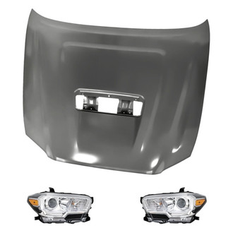 Replacement - 3-Piece Kit (Driver and Passenger Side Headlights, Hood Panel) (CAPA Certified)